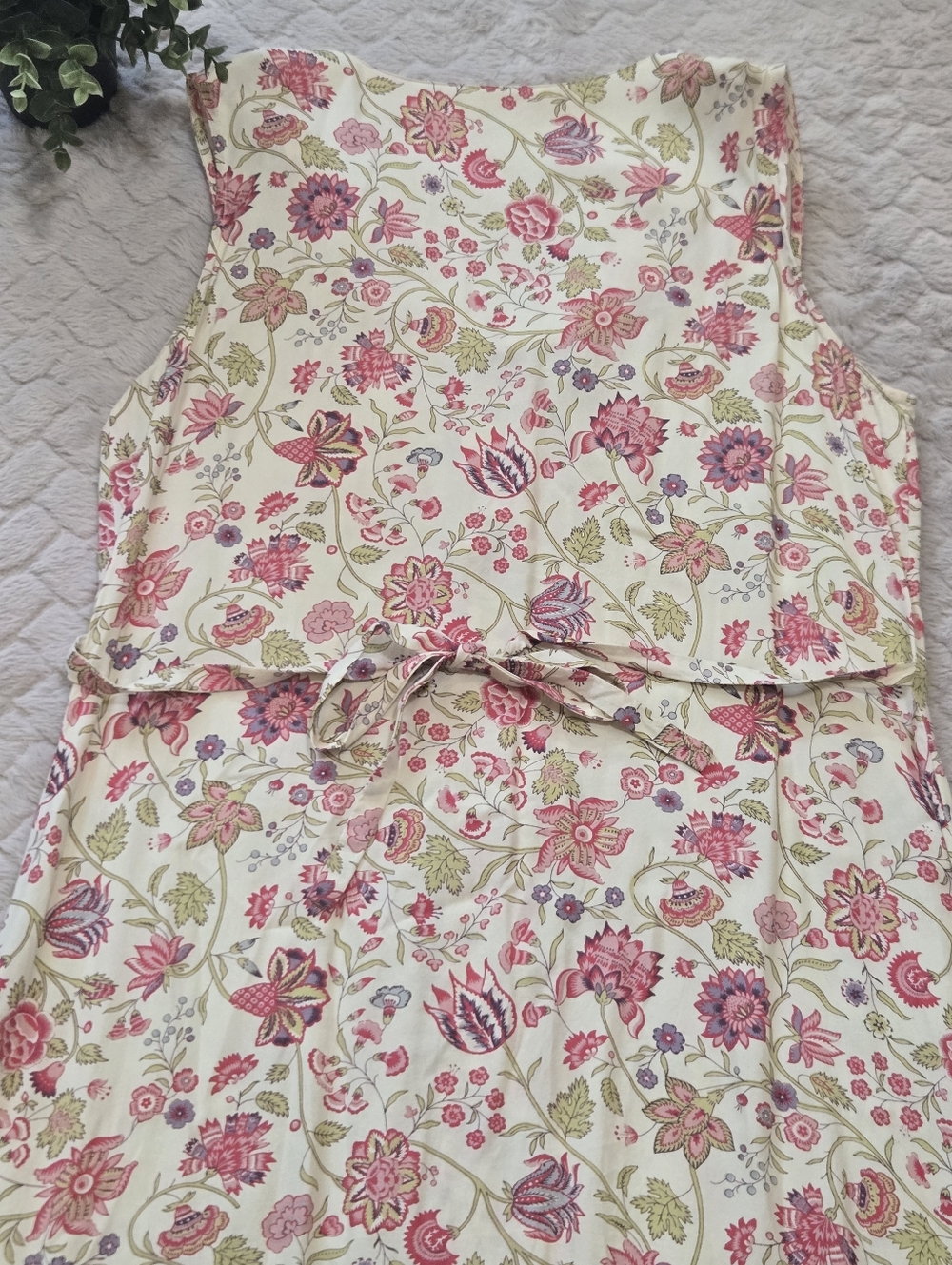 Chadwicks Cream Floral 90s Sleeveless Button-Front Cottagecore Maxi Dress, 12P - Picture 6 of 7